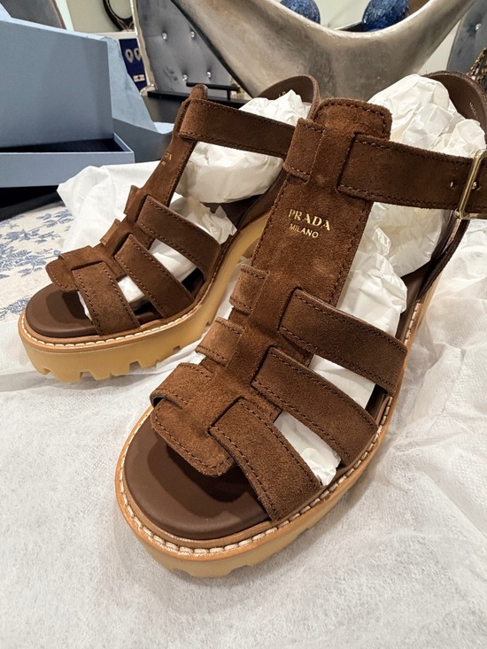 Prada Shoes - High Heeled Suede Prada Sandals
